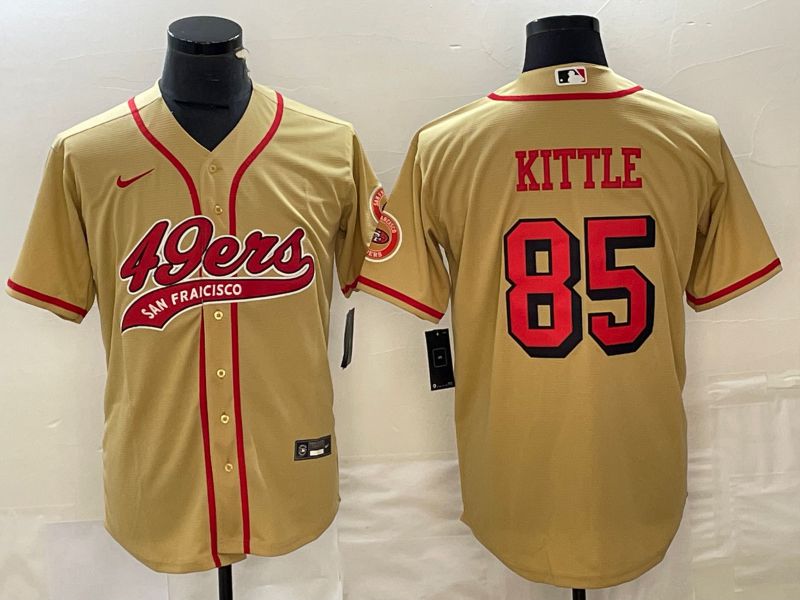 Men San Francisco 49ers #85 Kittle Yellow Nike 2023 Co Branding Game NFL Jersey style 1